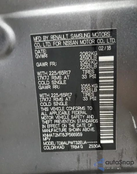 2018 Nissan Rogue S from USA, damaged, VIN KNMAT2MT8JP566959